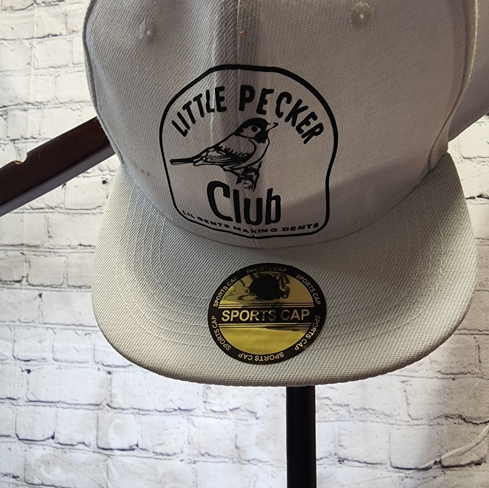 New. One size fits all white funny saying hat. Club